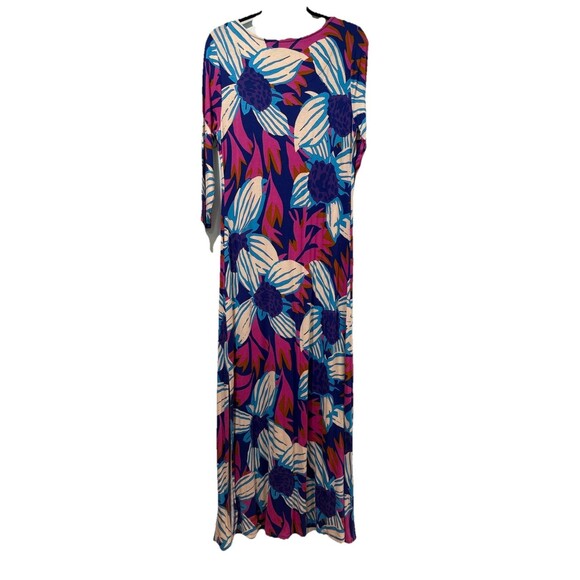 Soft Surroundings Maxi Dress Women Medium Floral 3/4 Sleeve Cruise Bloom Stretch - Picture 3 of 8